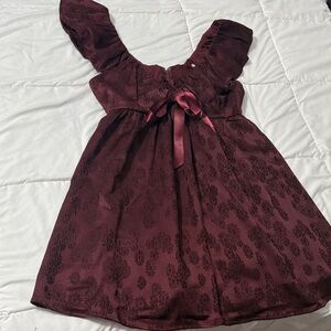 Francesca's Collections Burgundy Floral Dress